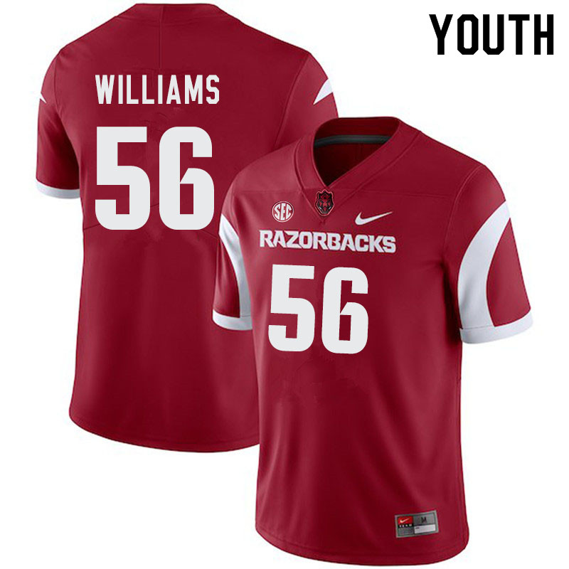 Youth #56 Zach Williams Arkansas Razorbacks College Football Jerseys-Cardinal